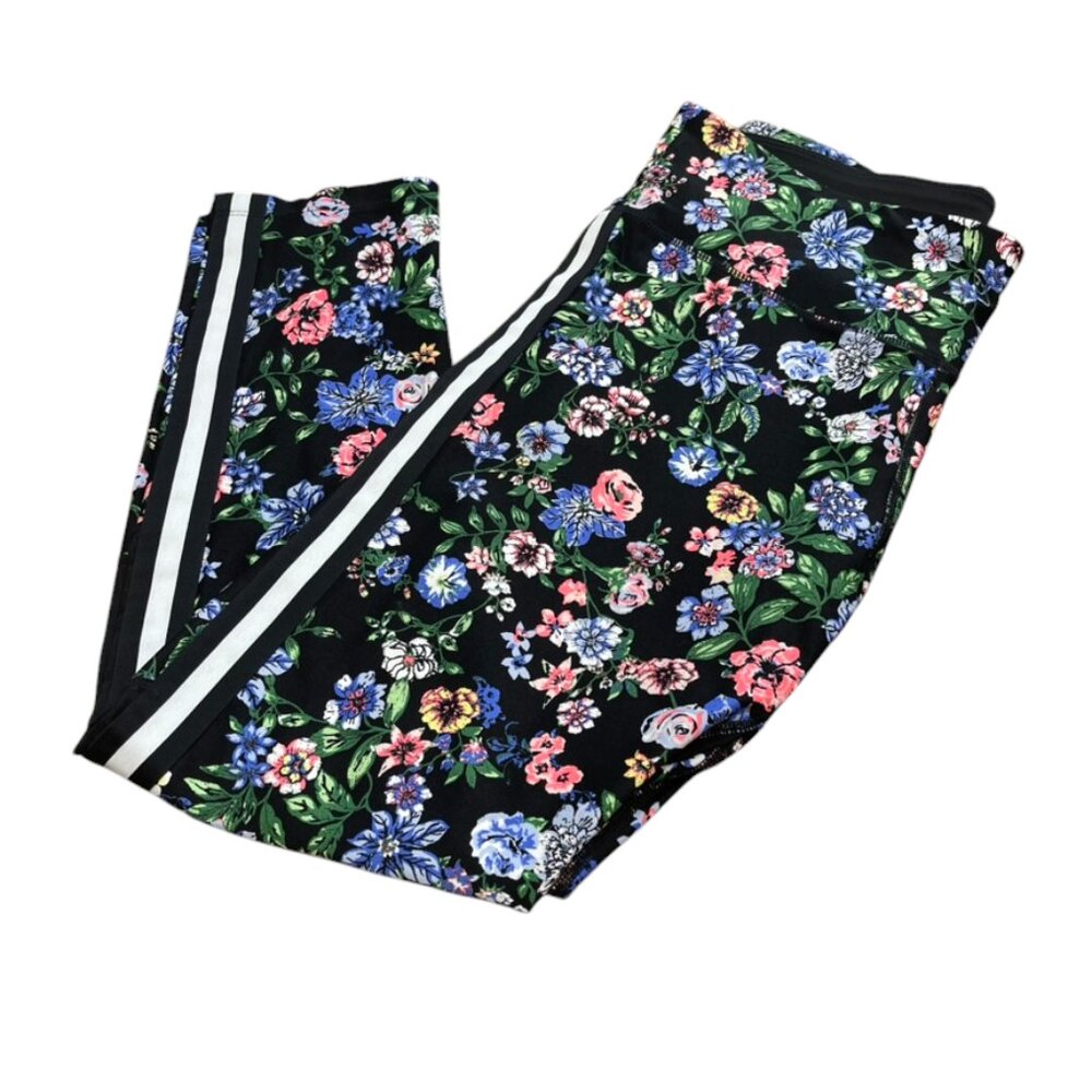 Calvin Klein Performance Women’s Yoga Fitness Leggings Black Floral Mesh Panel L - Picture 2 of 8